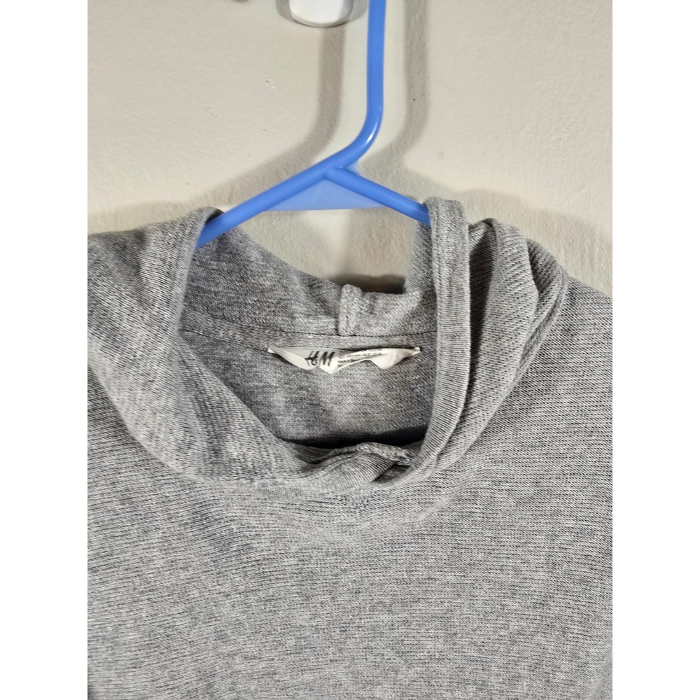H&M Kids Gray Hoodie‎ Long Sleeve Layered Hem Pullover Top Size 12-14Y